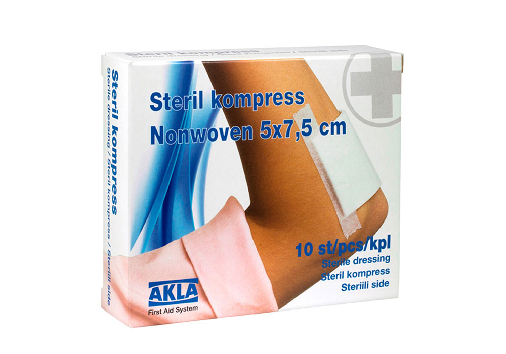 Kompress, nonwoven, 5x7,5cm, ask/10 st