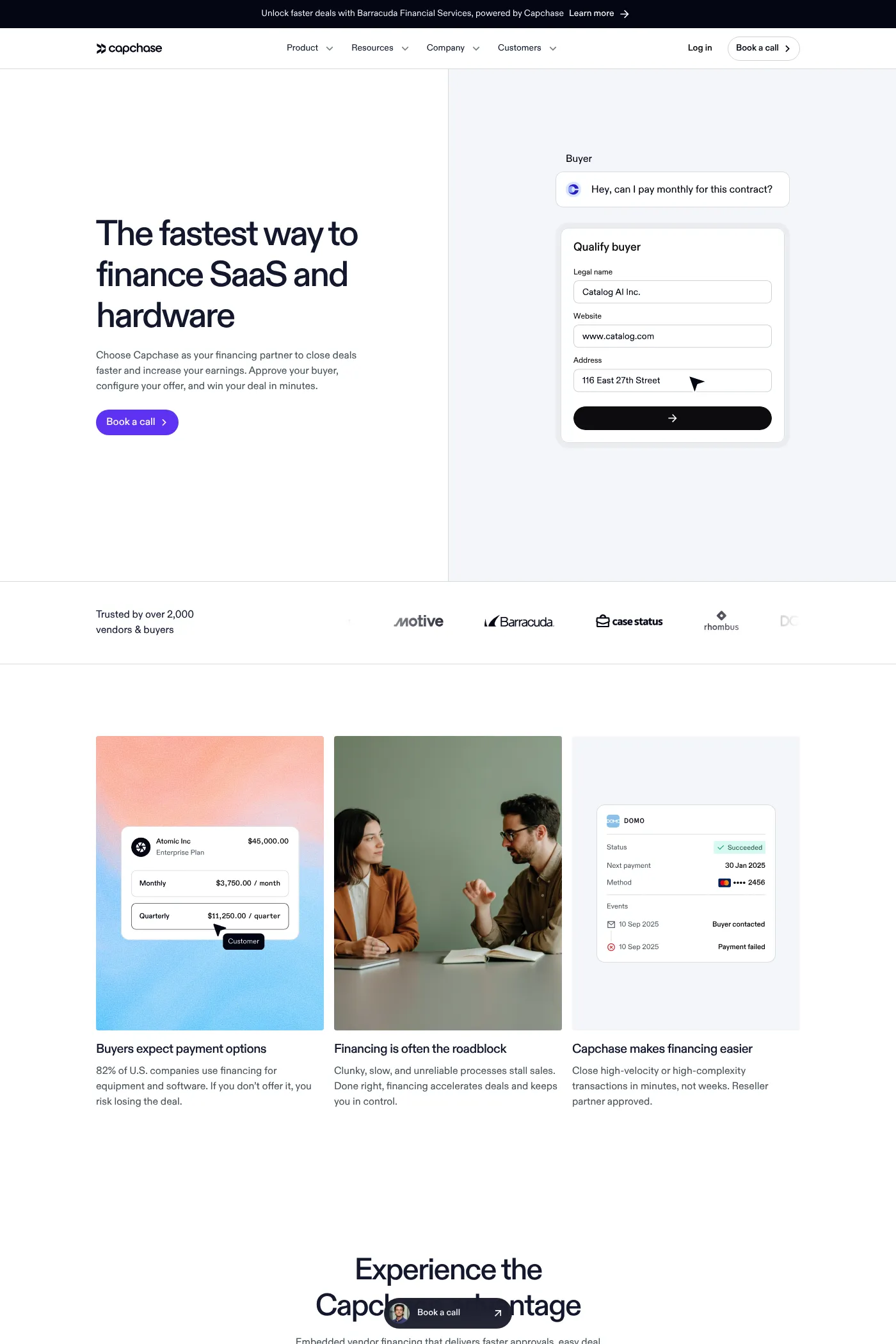 Capchase website screenshot