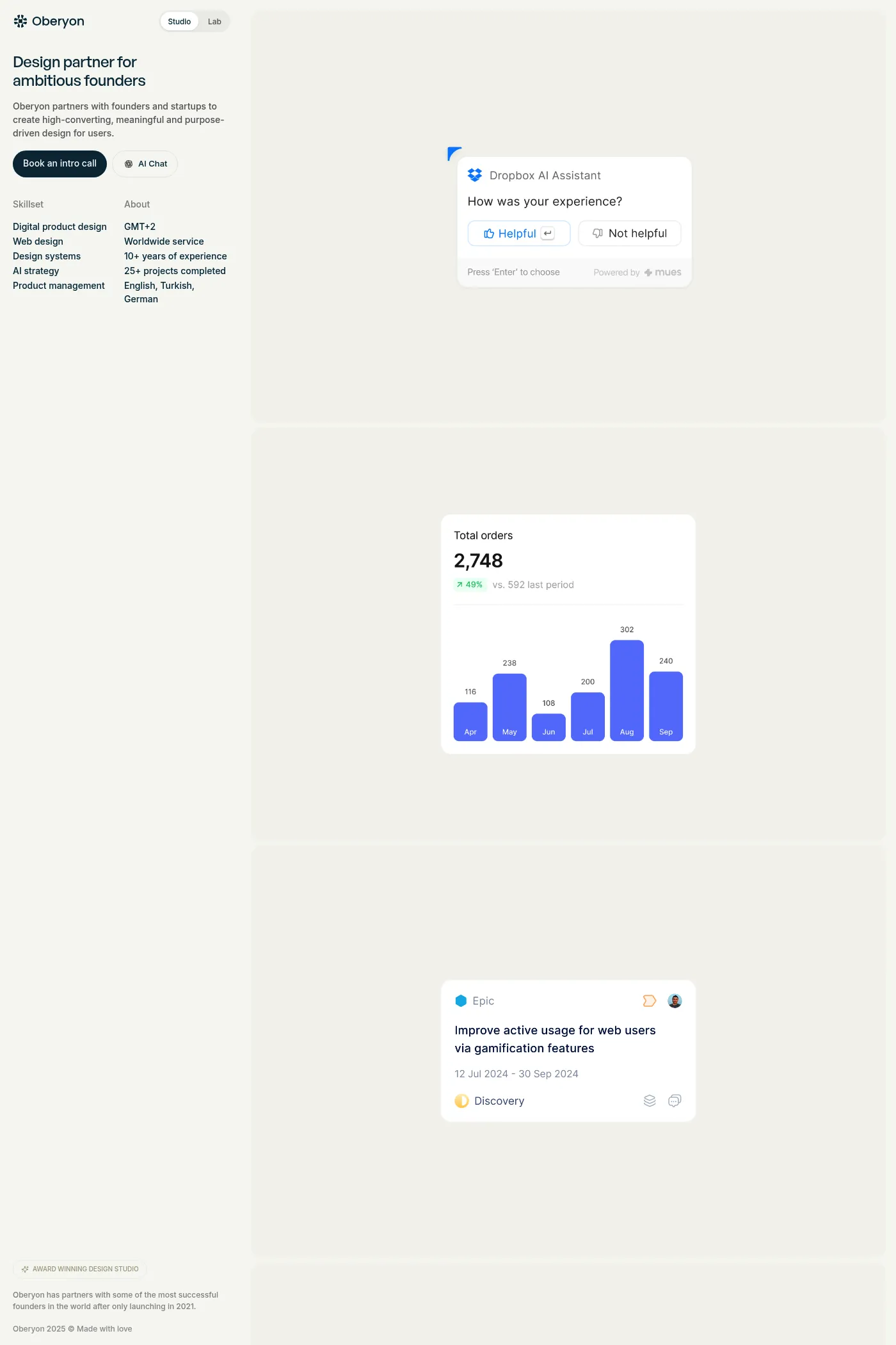 Oberyon website screenshot