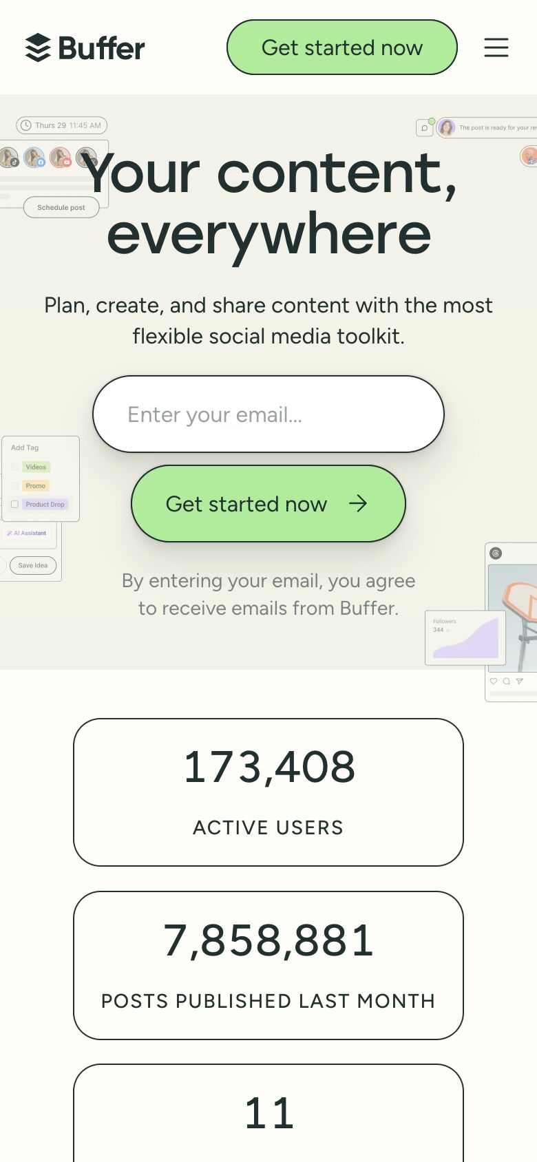 Buffer mobile screenshot