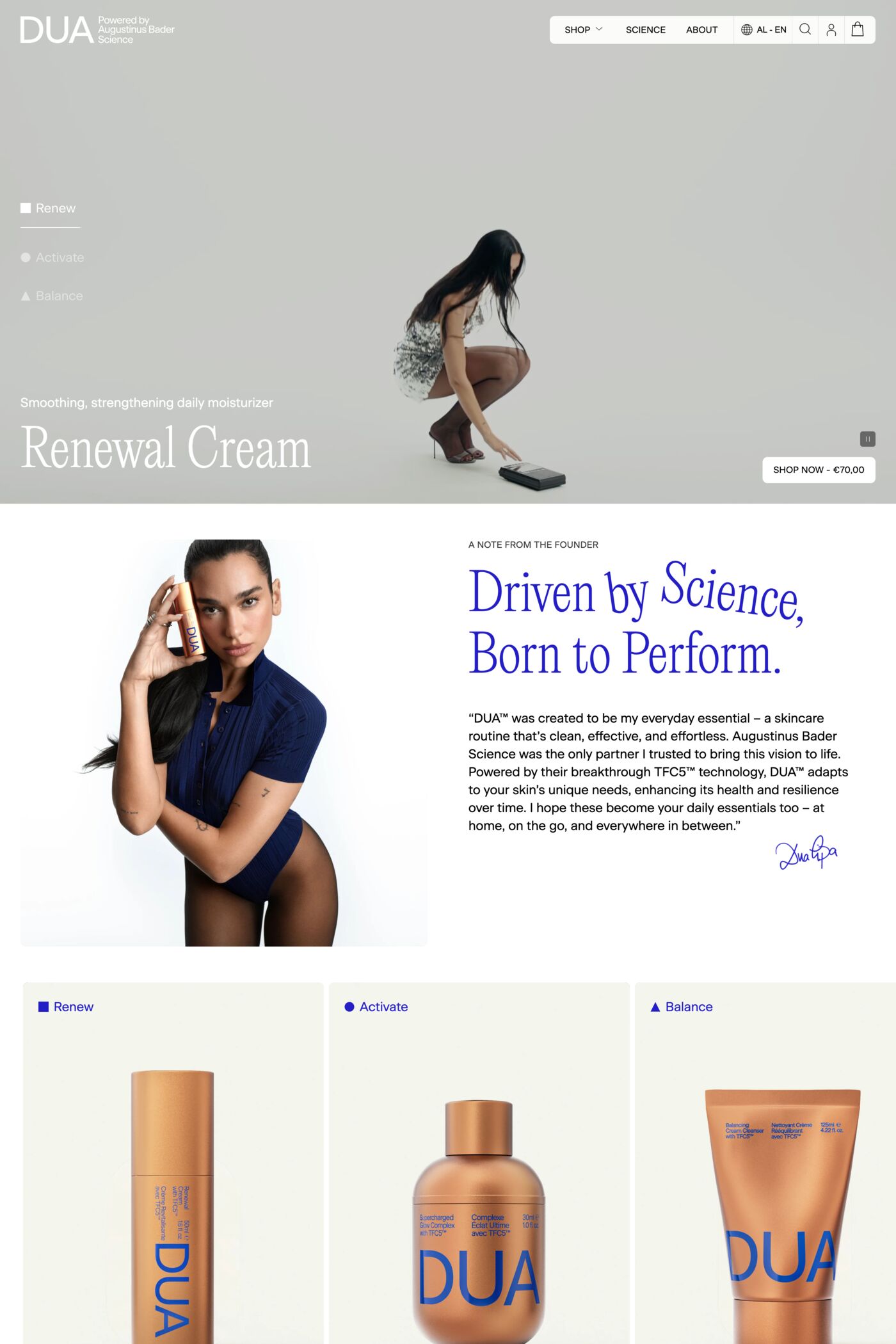 DUA™ website screenshot