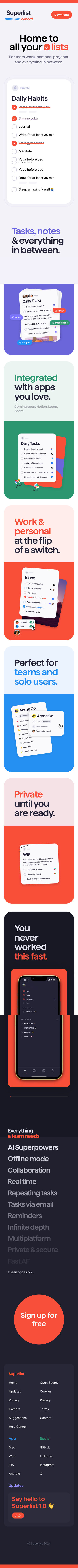 Superlist mobile screenshot