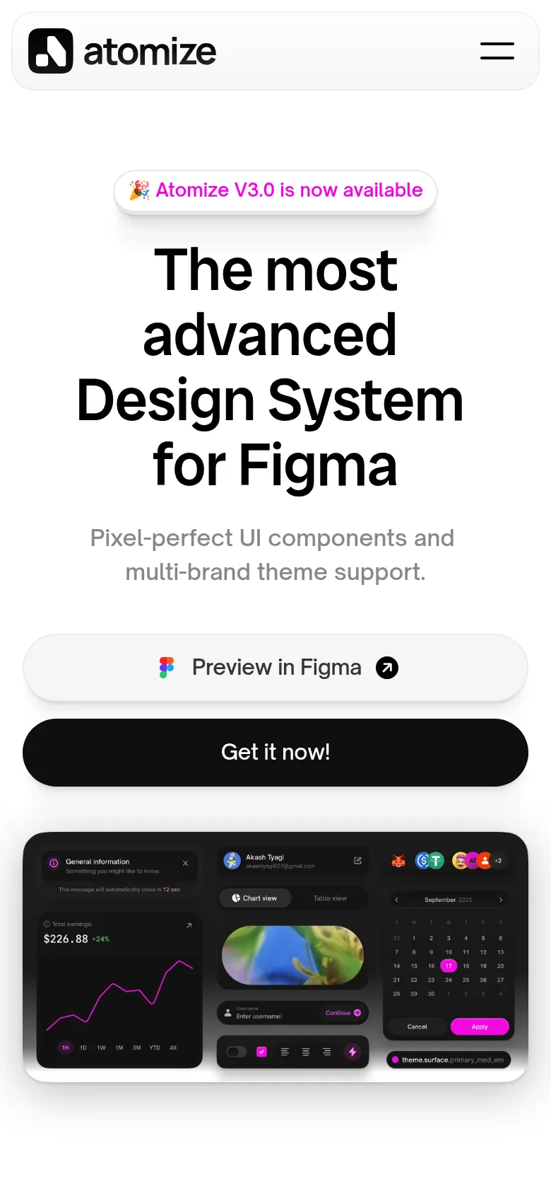 Atomize mobile screenshot