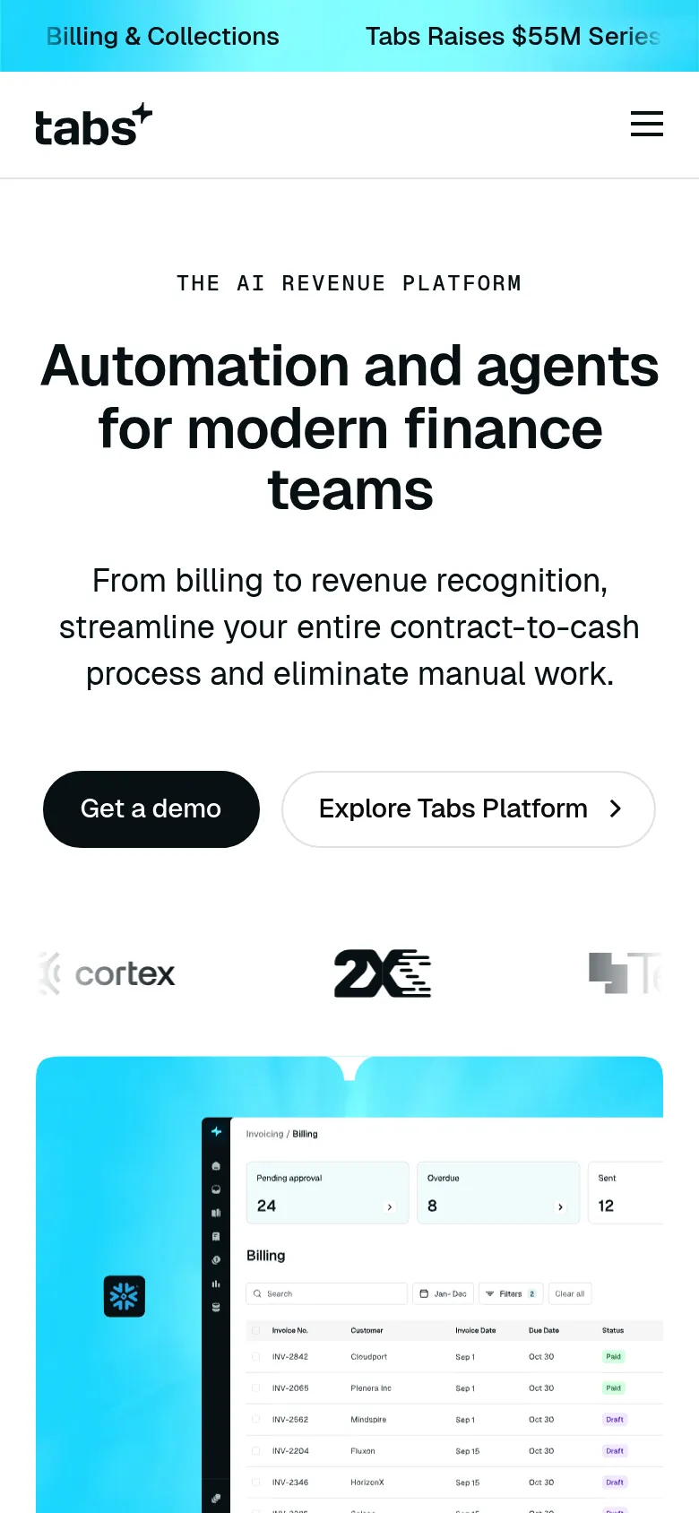 Tabs mobile screenshot