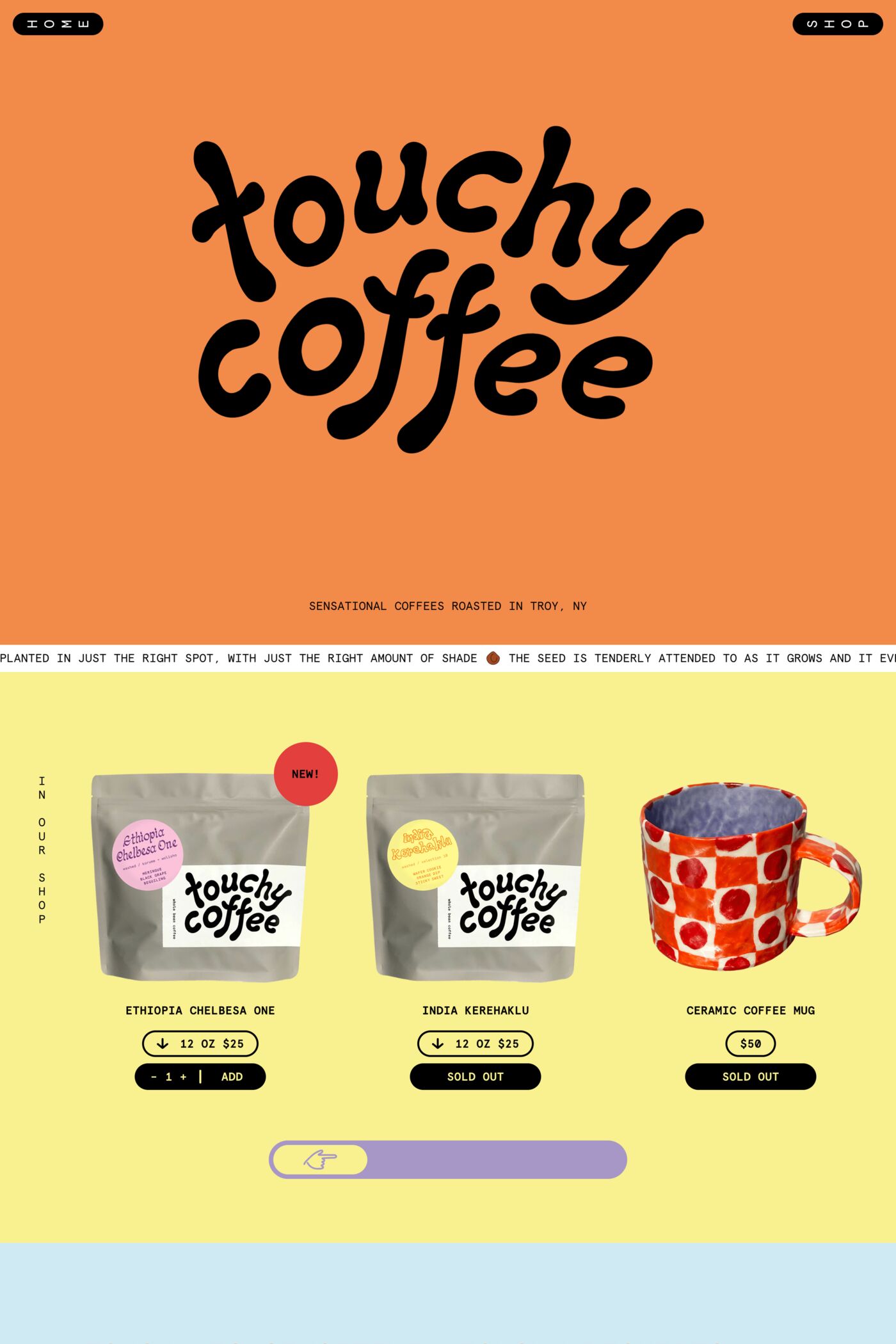 Touchy Coffee website screenshot