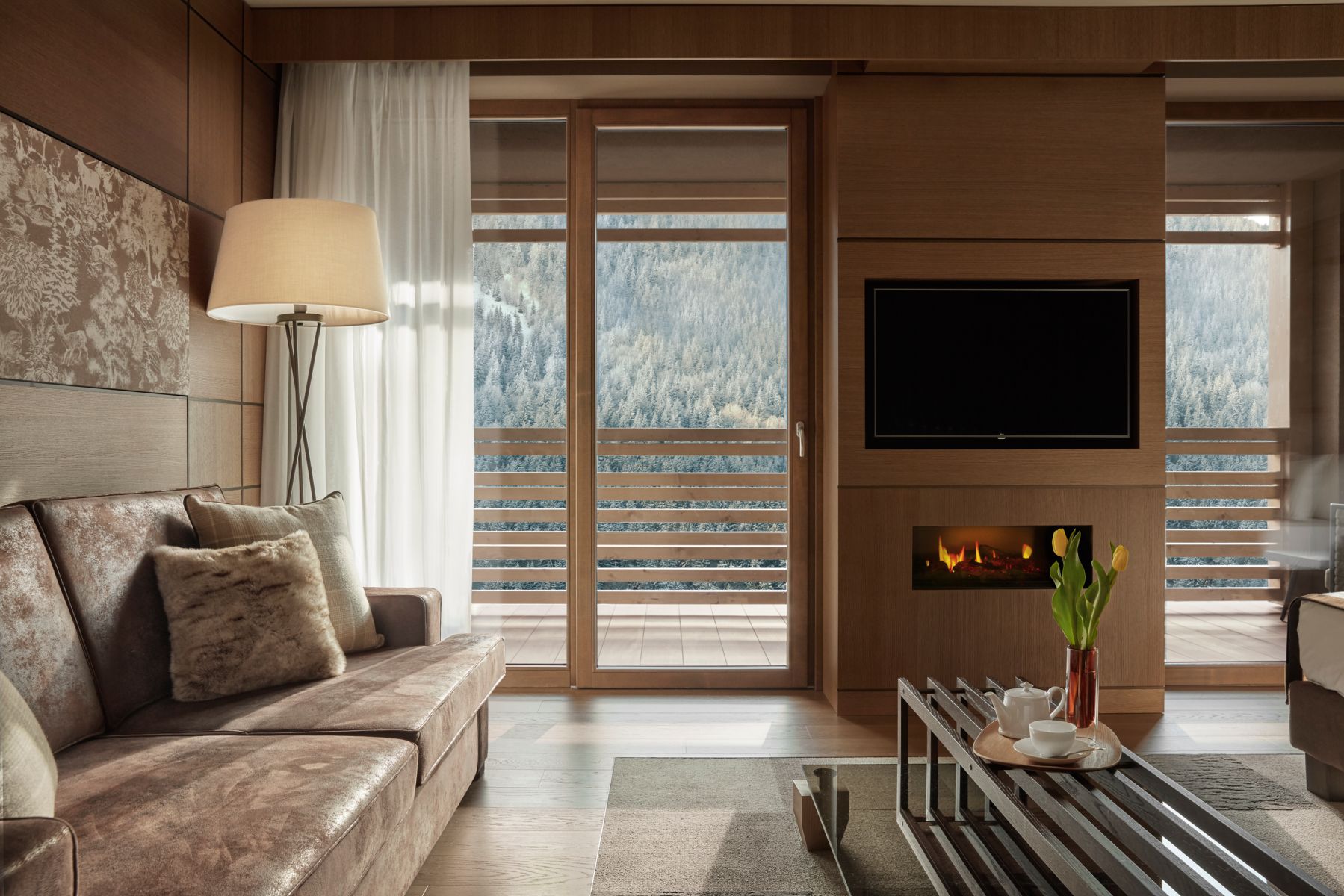 Lefay Resort & Spa Dolomiti - Luxury ski hotel gallery image 12 showing alpine architecture, interior design, or mountain views