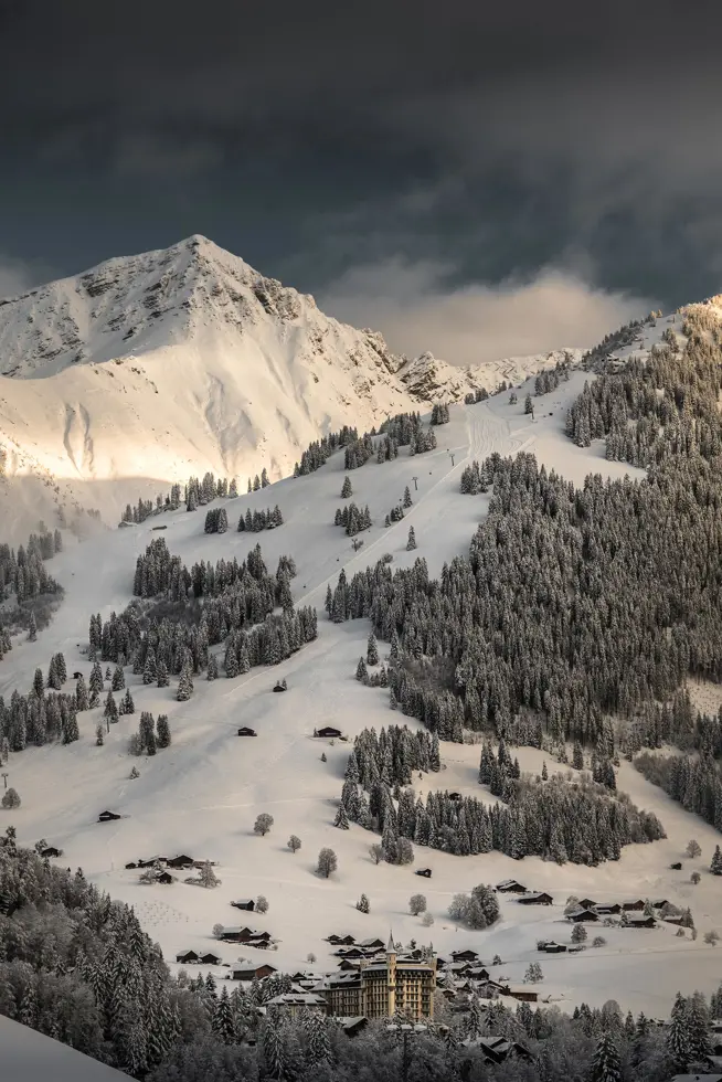 Gstaad Palace - Luxury ski hotel gallery image 14 showing alpine architecture, interior design, or mountain views