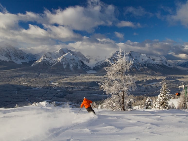 Lake Louise  ski resort in Canada - Mountain views, ski slopes, and alpine landscape