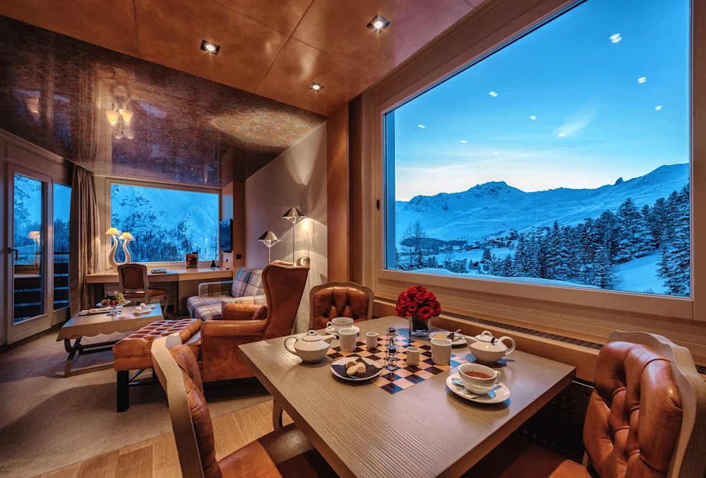 Tschuggen Grand Hotel - Luxury ski hotel gallery image 24 showing alpine architecture, interior design, or mountain views