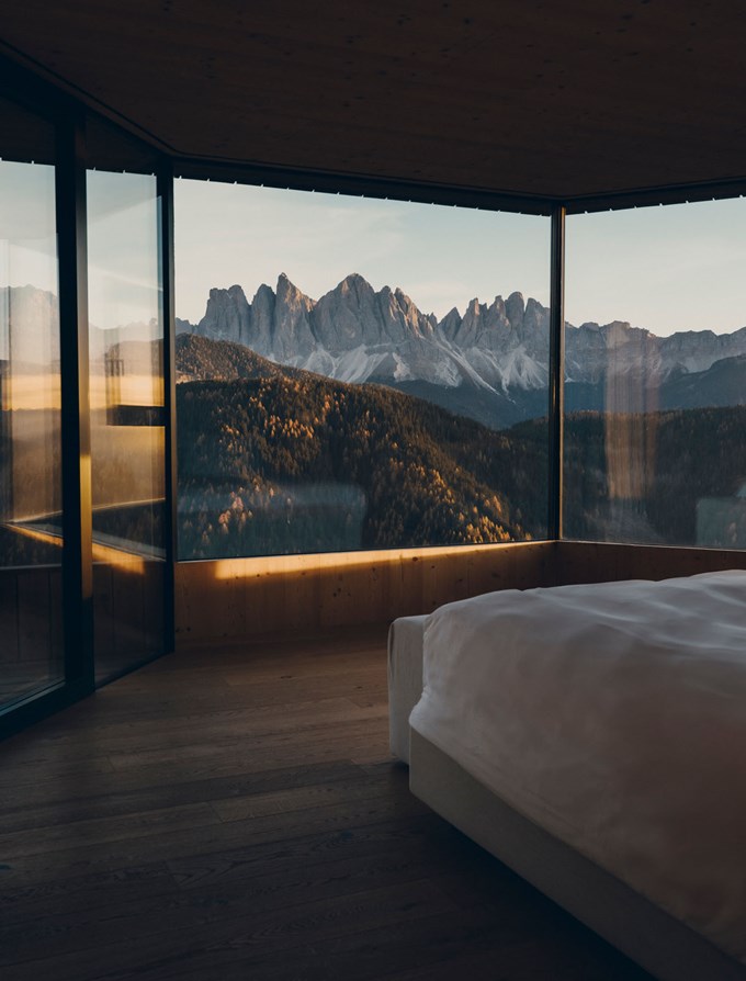Forestis Dolomites - Luxury ski hotel gallery image 5 showing alpine architecture, interior design, or mountain views