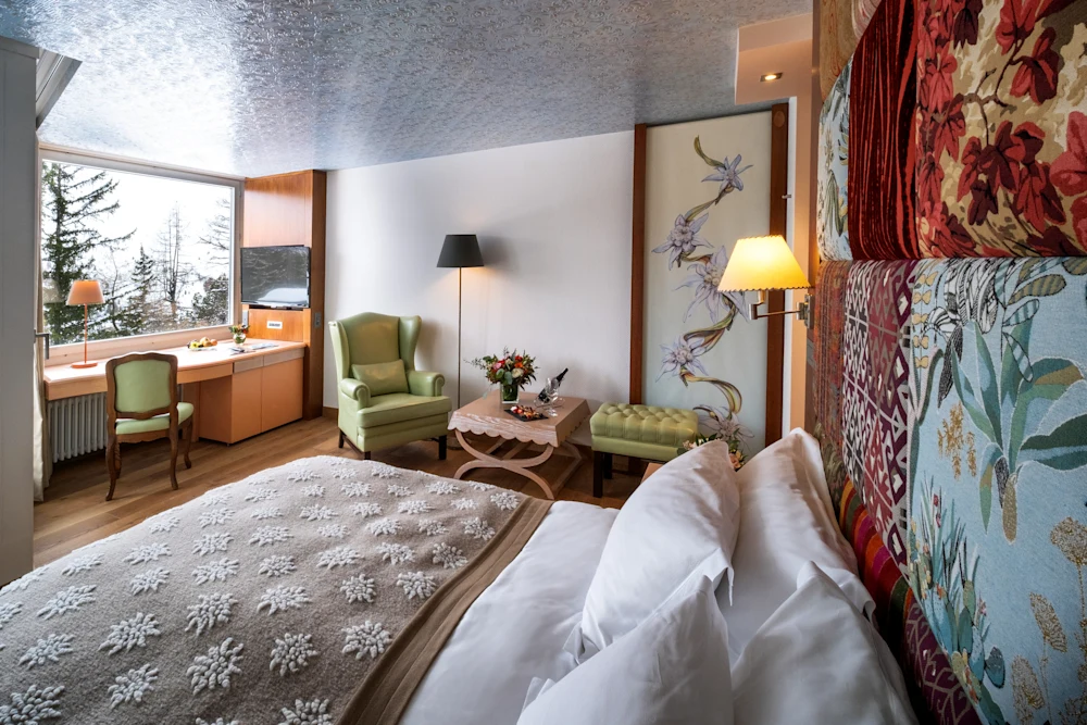 Tschuggen Grand Hotel - Luxury ski hotel gallery image 9 showing alpine architecture, interior design, or mountain views