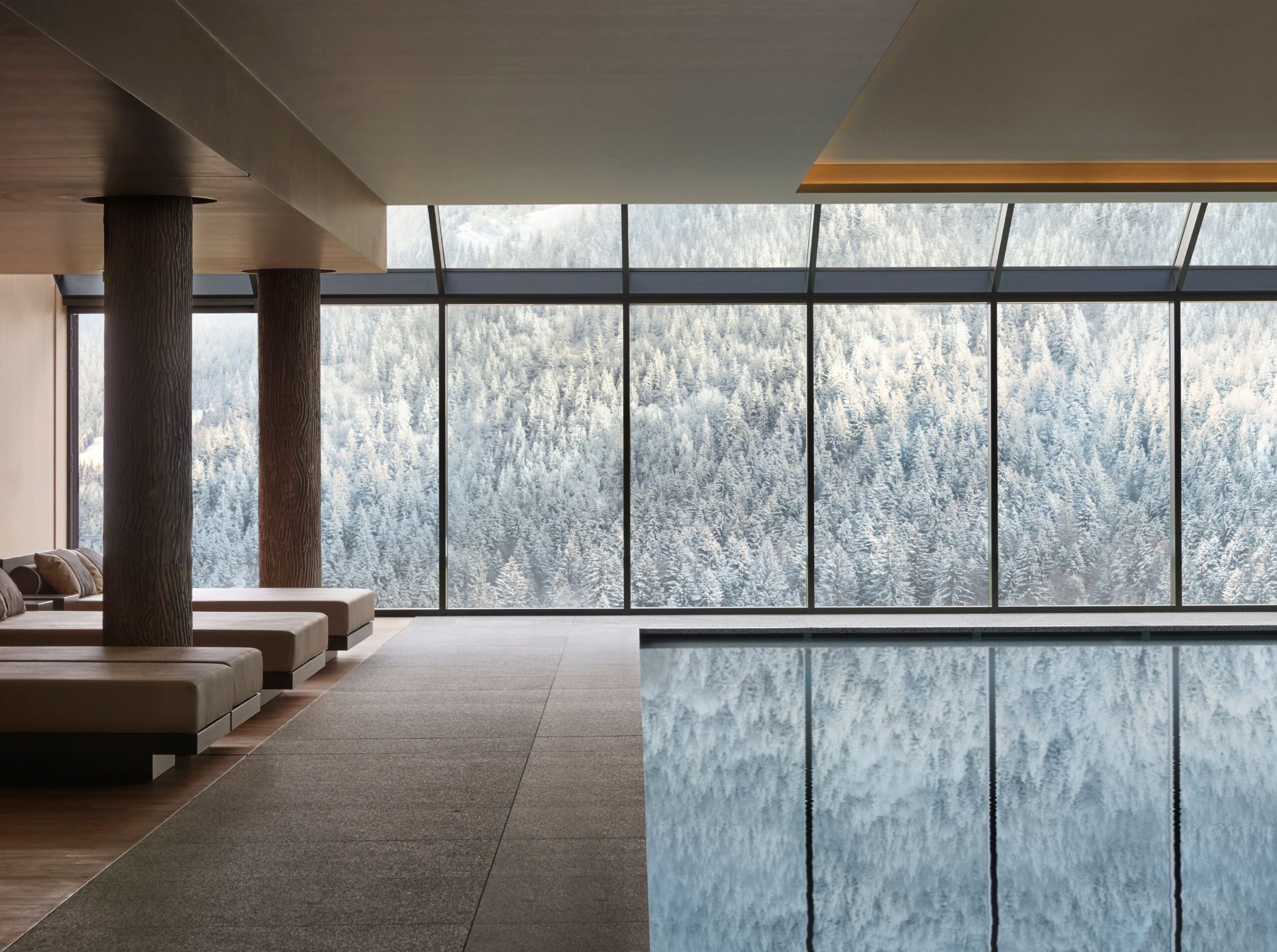 Lefay Resort & Spa Dolomiti - Luxury ski hotel gallery image 2 showing alpine architecture, interior design, or mountain views