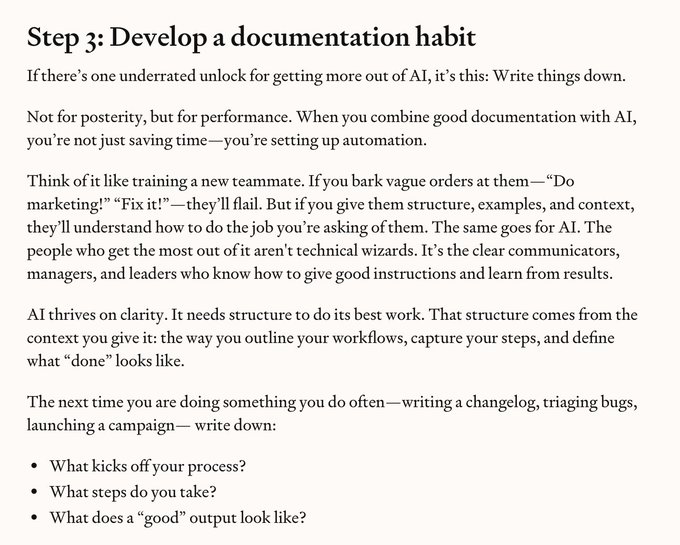 The most underrated AI superpower is... documentation