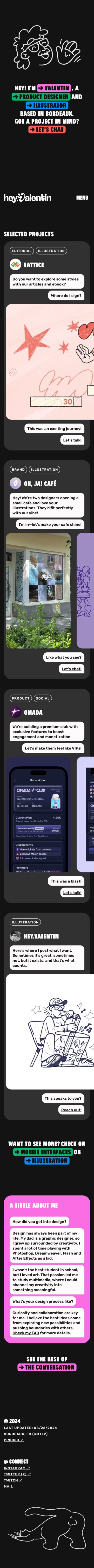 Valentin mobile screenshot