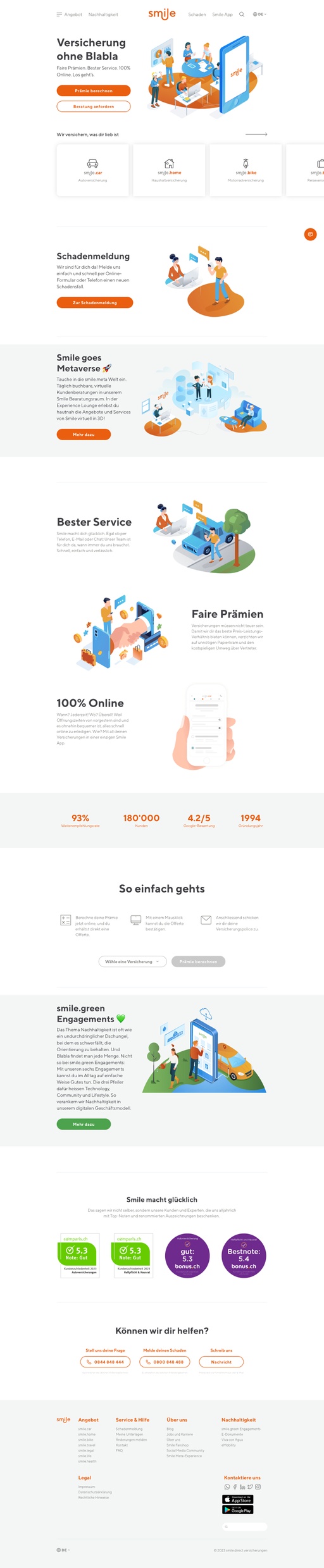 Screenshot from website top part