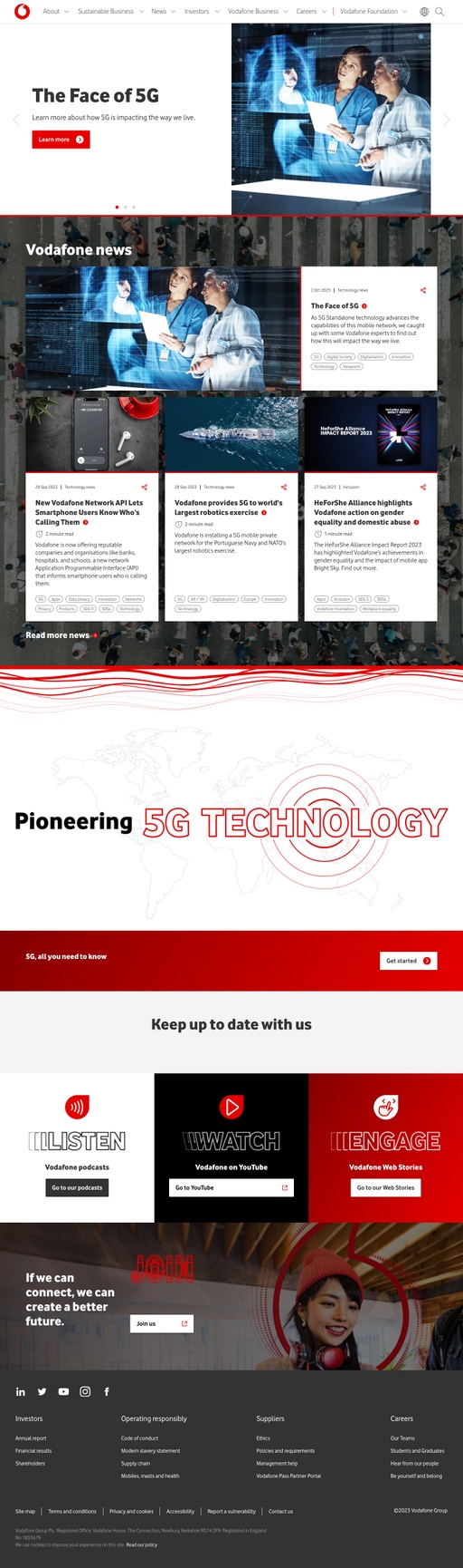 Screenshot from website top part