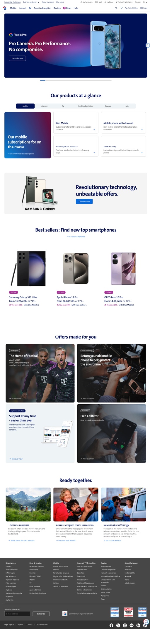 Screenshot from website top part