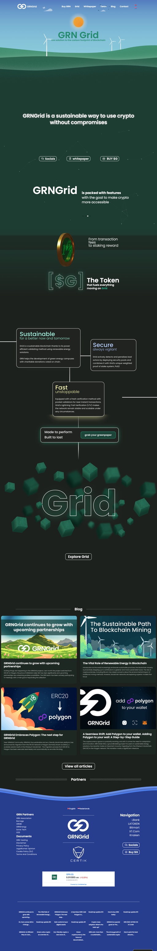 Screenshot from website top part