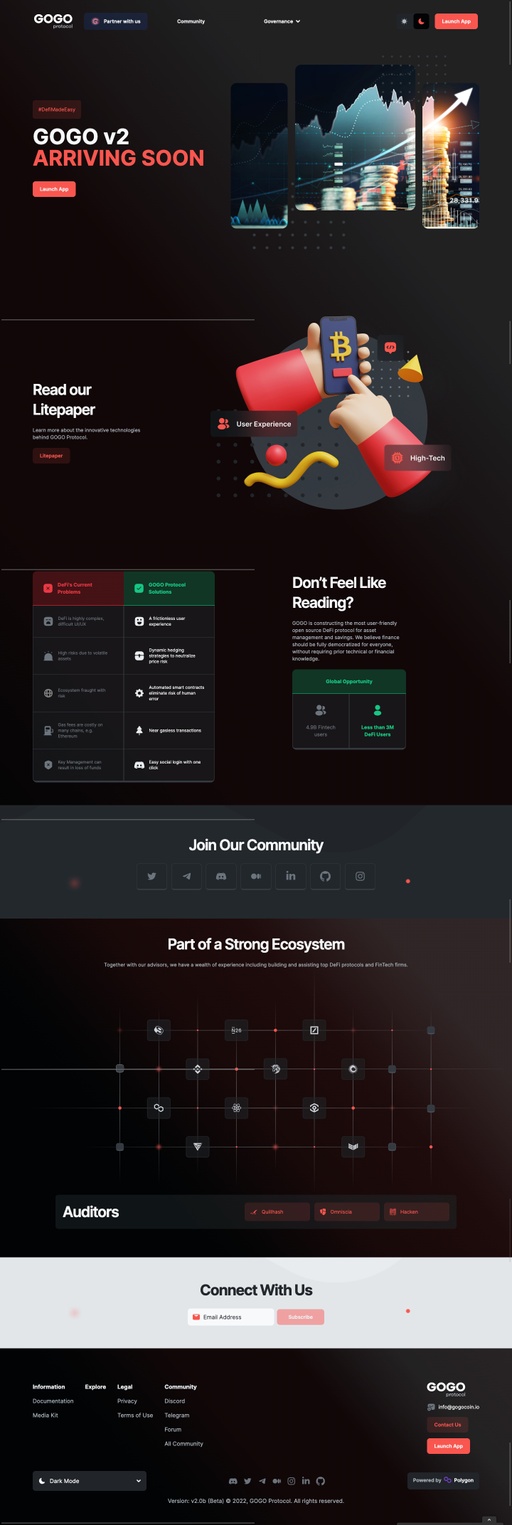 Screenshot from website top part