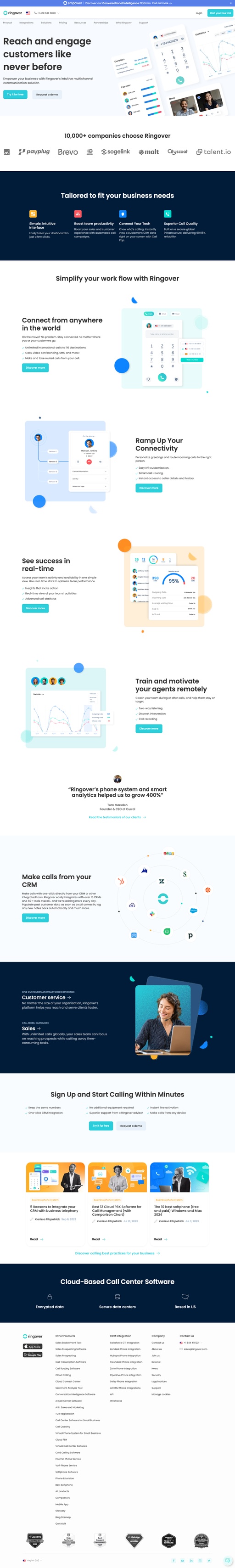 Screenshot from website top part