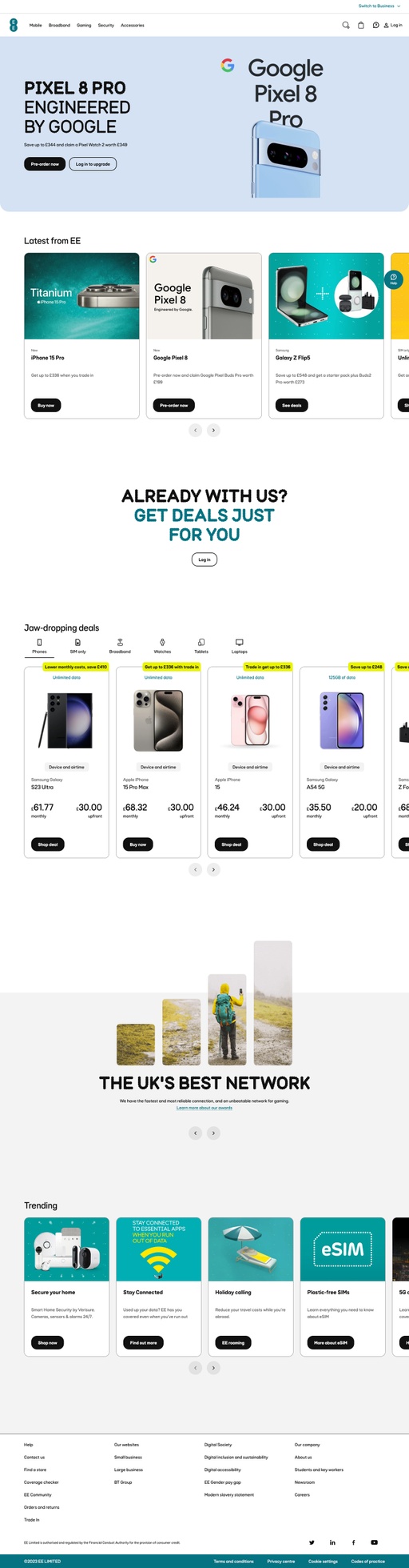 Screenshot from website top part