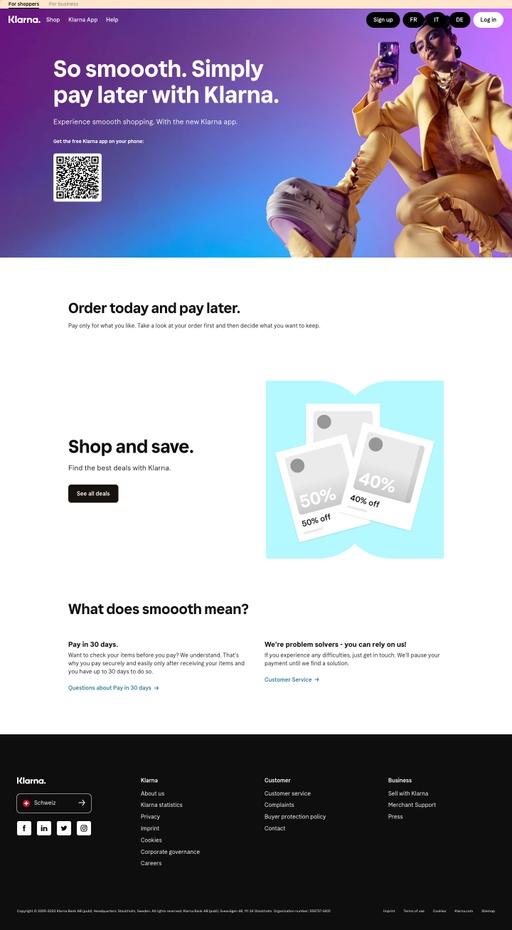 Screenshot from website top part