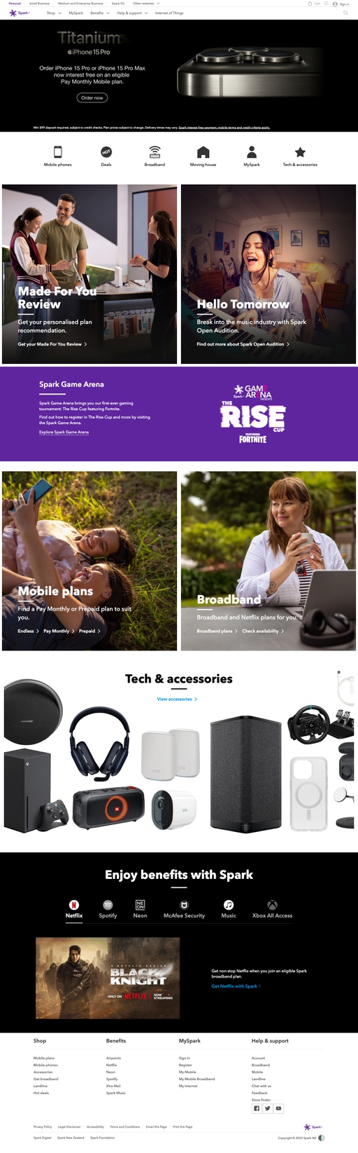 Screenshot from website top part