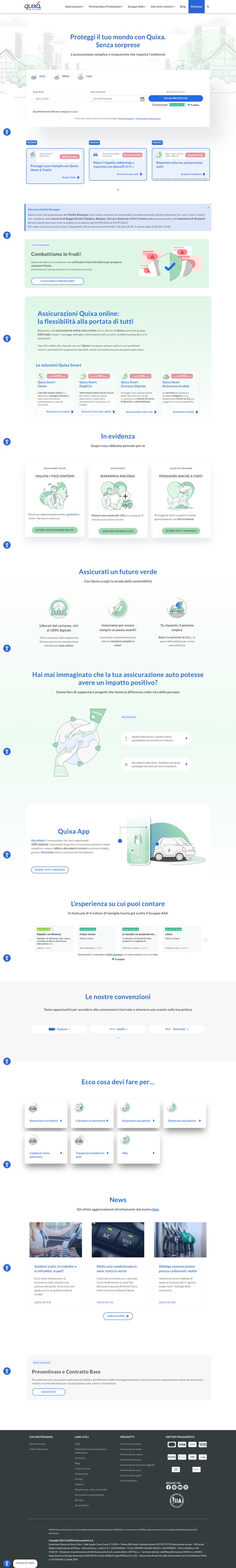 Screenshot from website top part