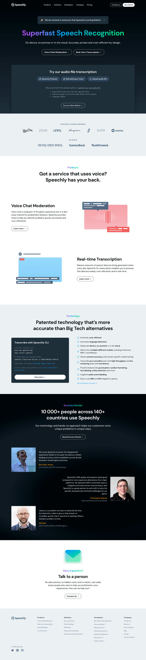 Screenshot from website top part