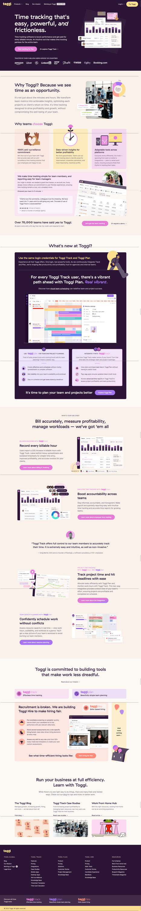 Screenshot from website top part