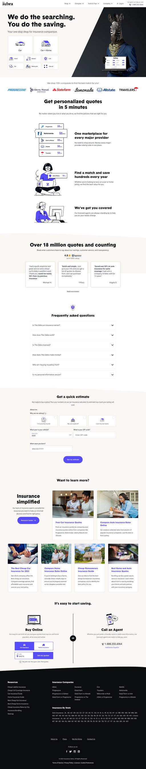 Screenshot from website top part