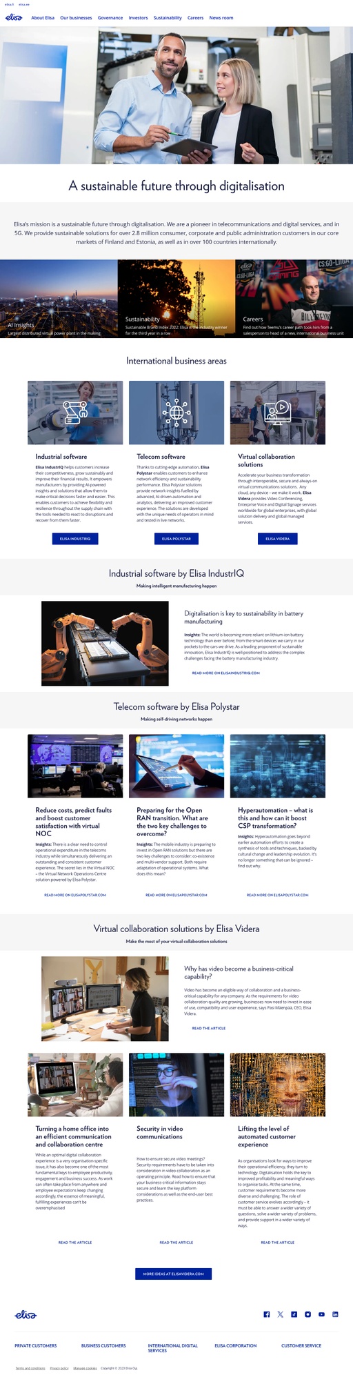 Screenshot from website top part