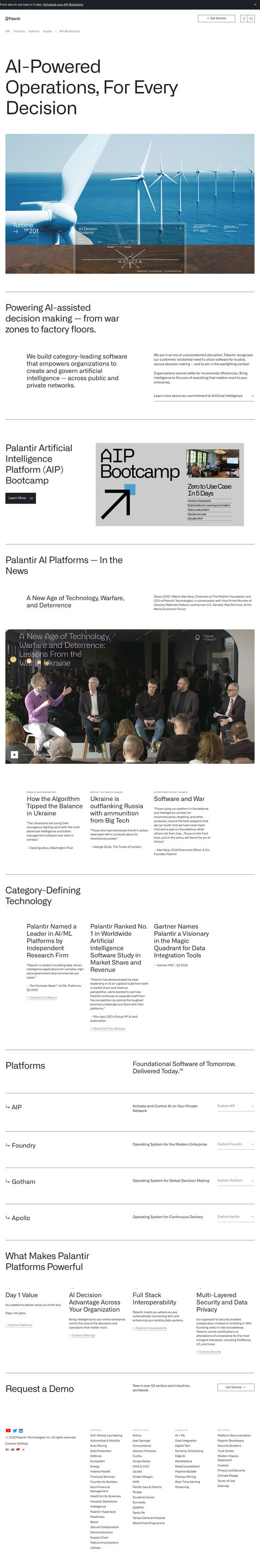 Screenshot from website top part