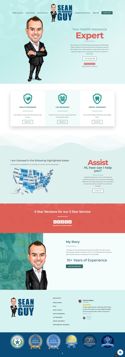 Screenshot from website top part