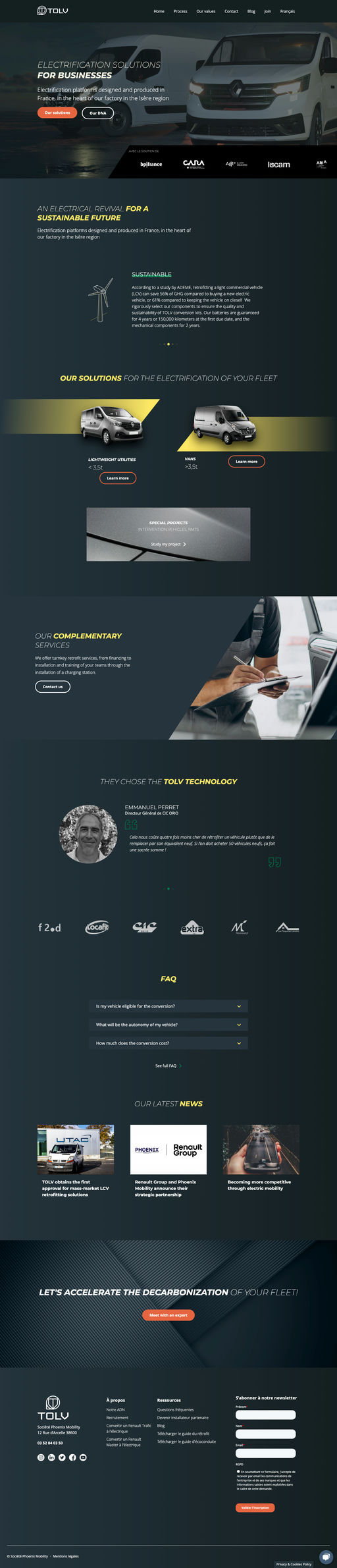 Screenshot from website top part