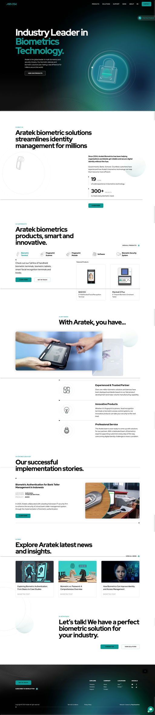 Screenshot from website top part