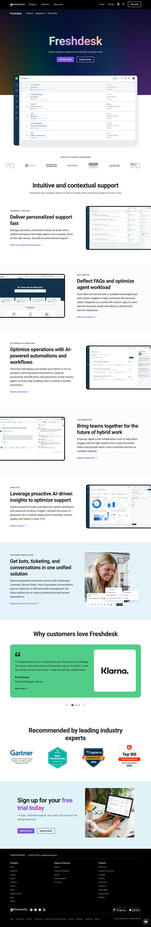 Screenshot from website top part