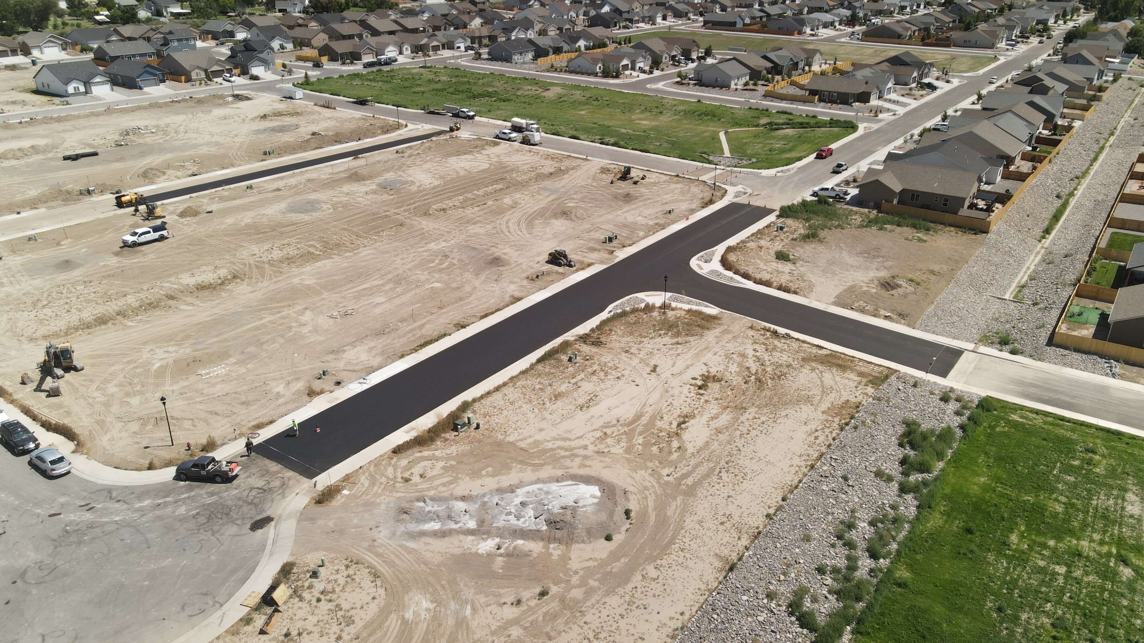 Commercial parking lot installation in New Castle, CO, showcasing Armor Proseal's professional paving services that enhance business properties with durable asphalt surfaces.
