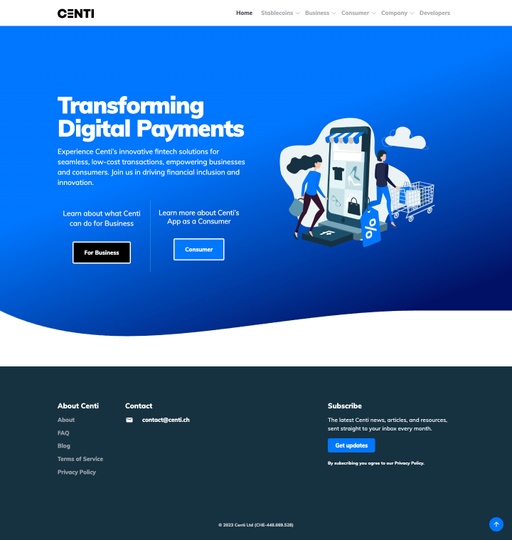 Screenshot from website top part