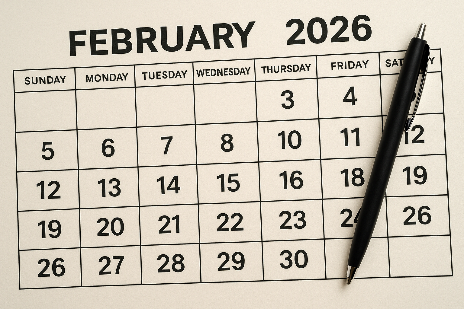 february 2026 calendar