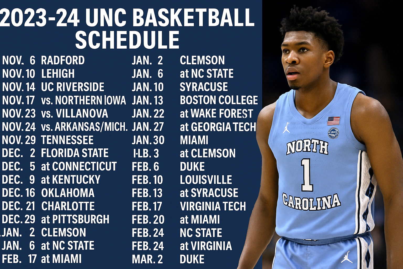unc basketball schedule