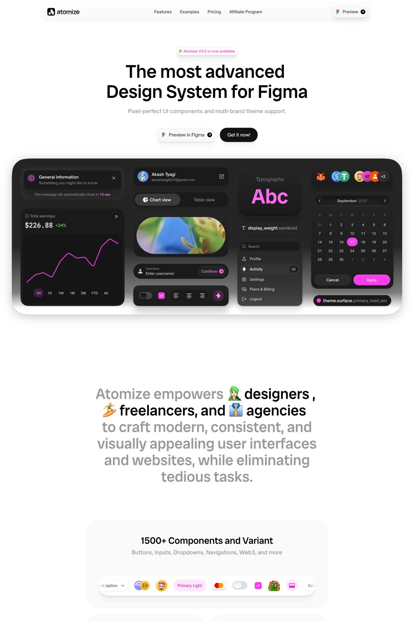 Atomize website screenshot