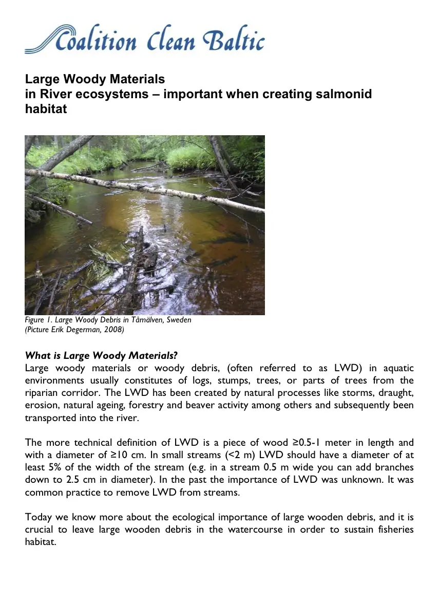 Large Woody Materials in River ecosystems - important when creating salmonid habitat