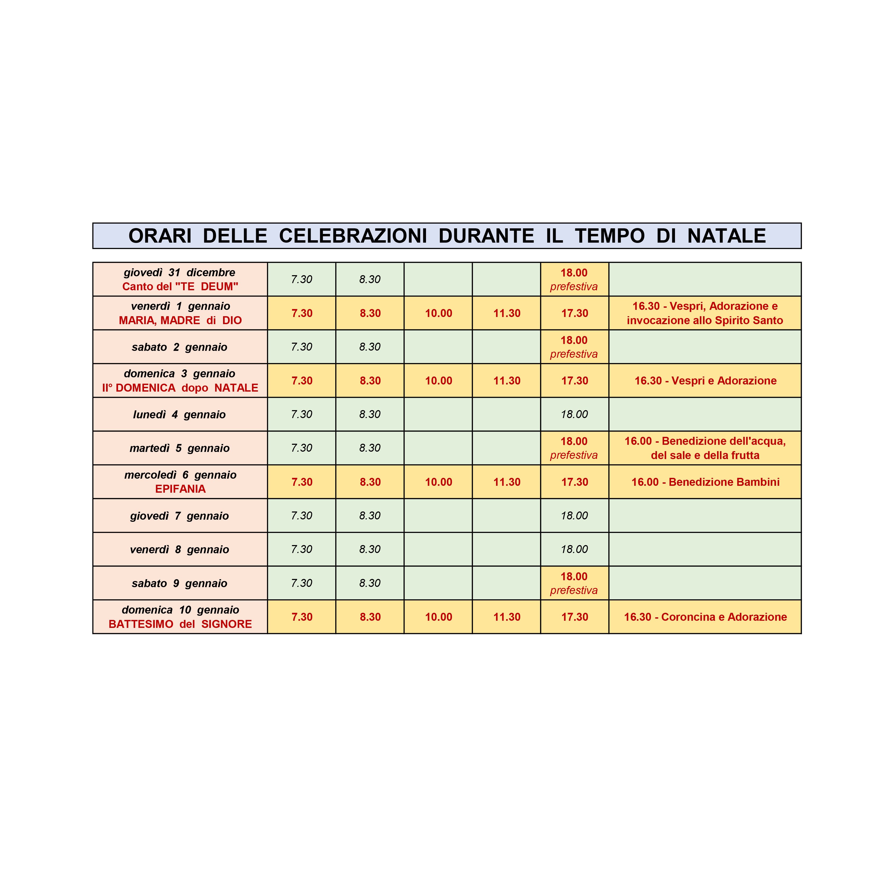 Orari S. Messe - 2021