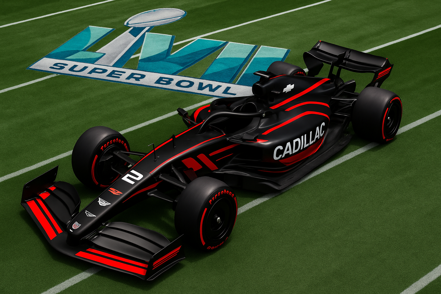 cadillac f1 livery super bowl