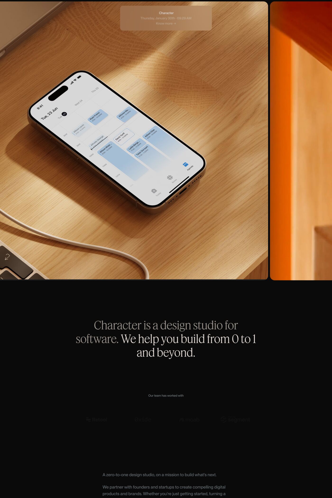 Character website screenshot