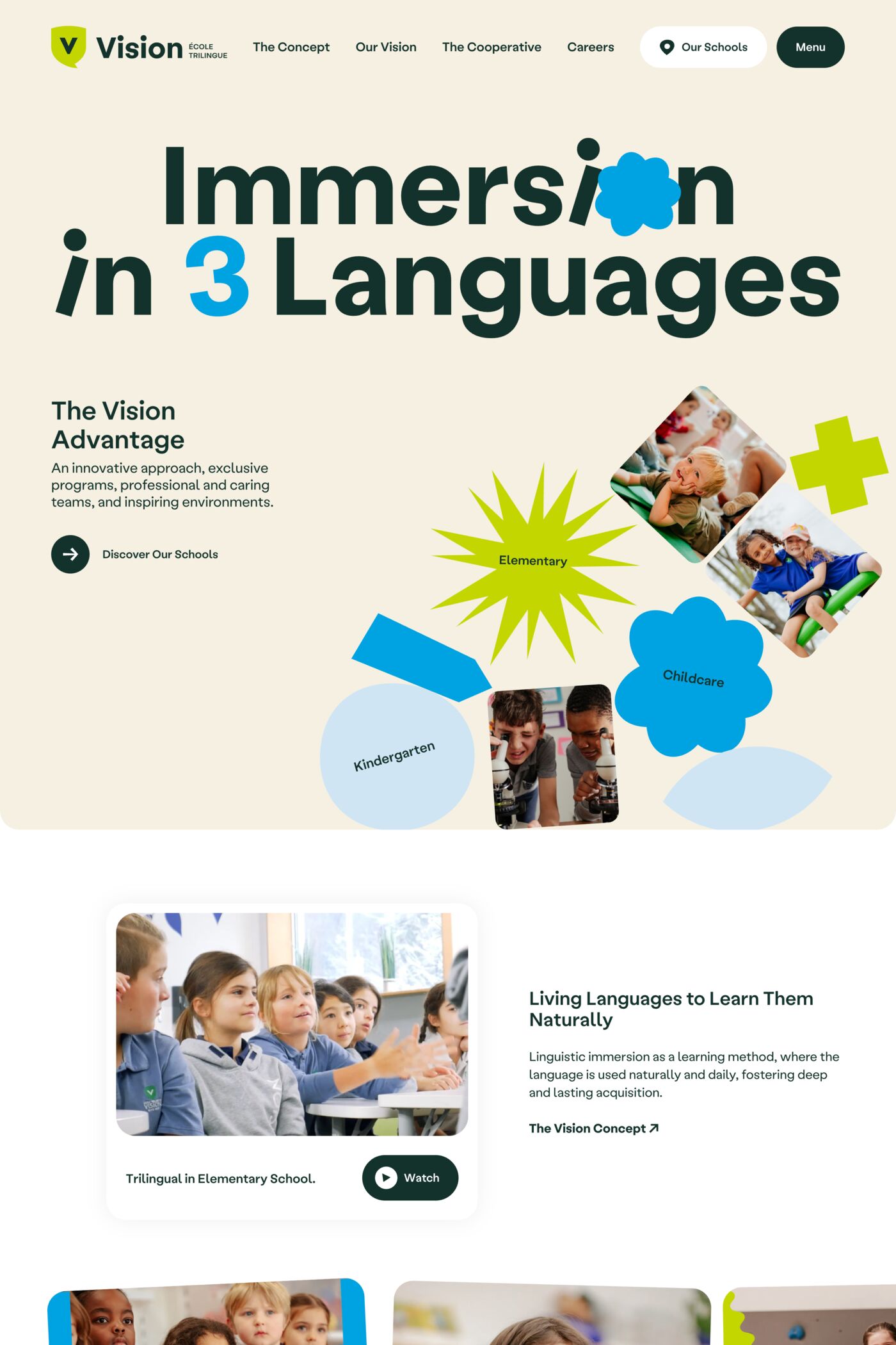 Vision Trilingual School website screenshot
