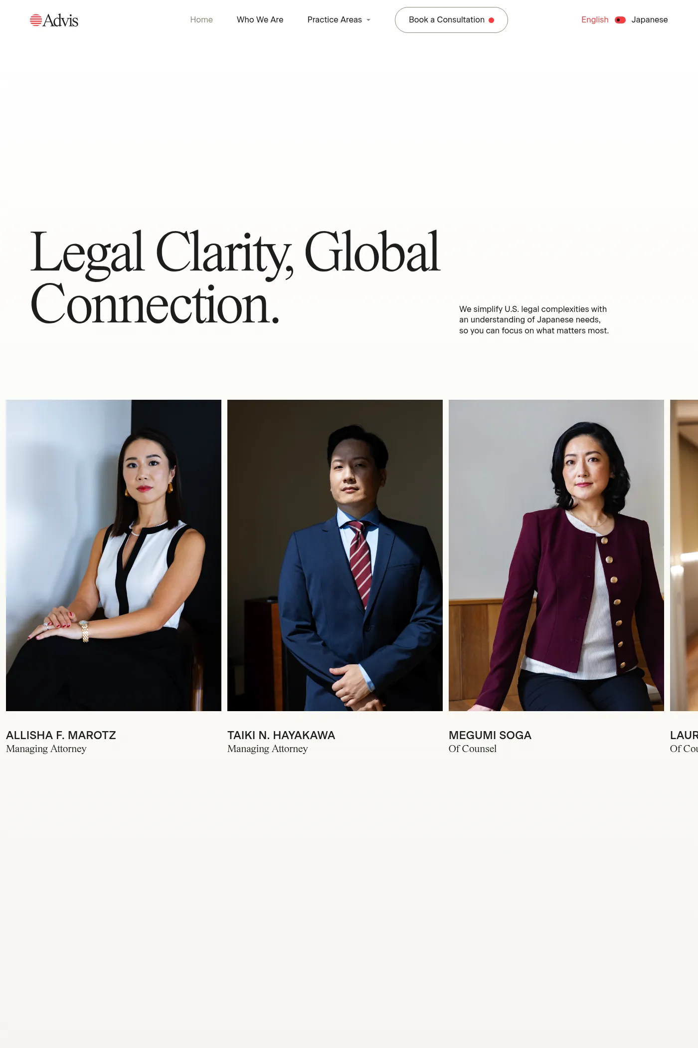 Advis Law website screenshot