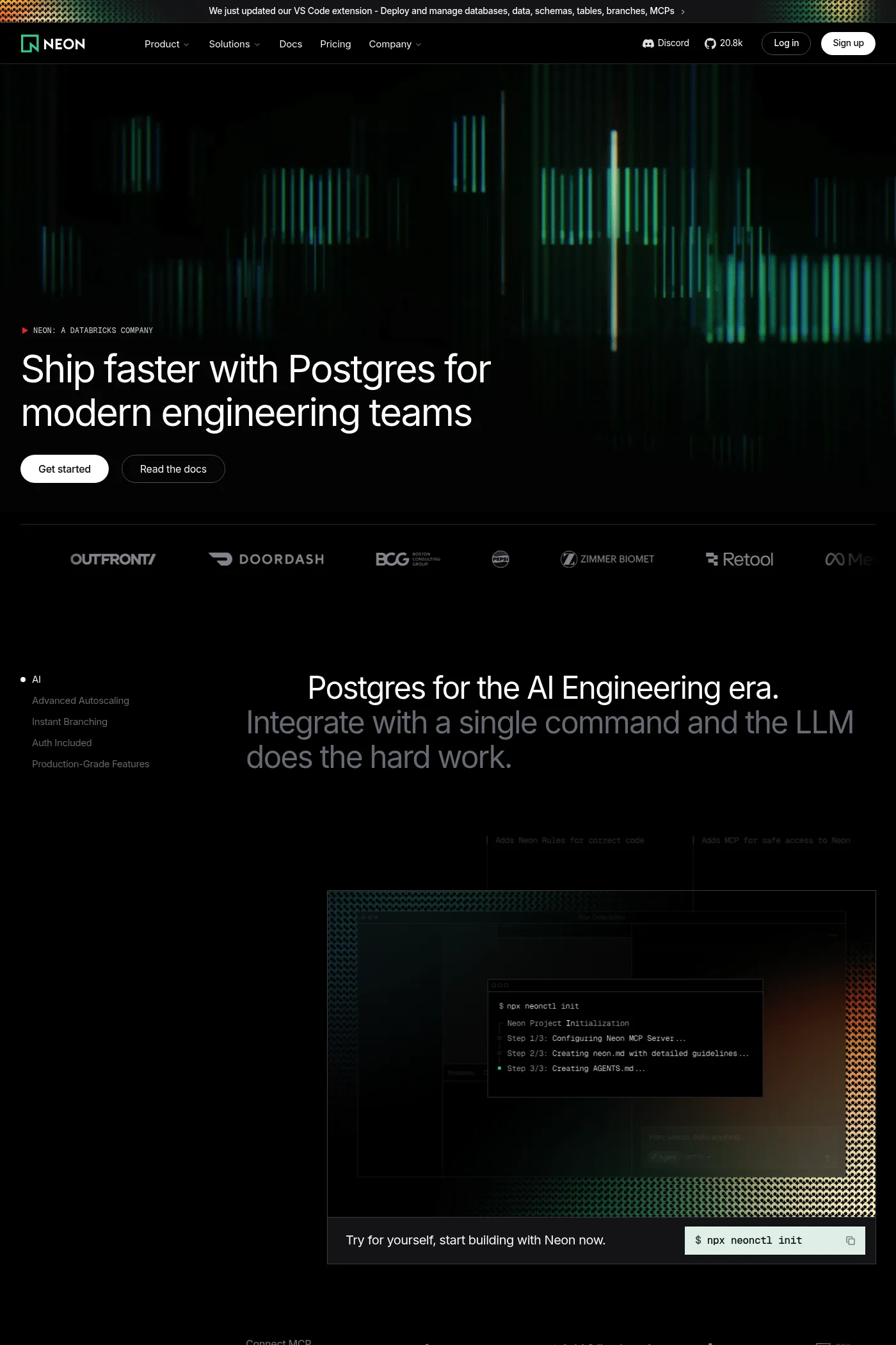 Neon website screenshot