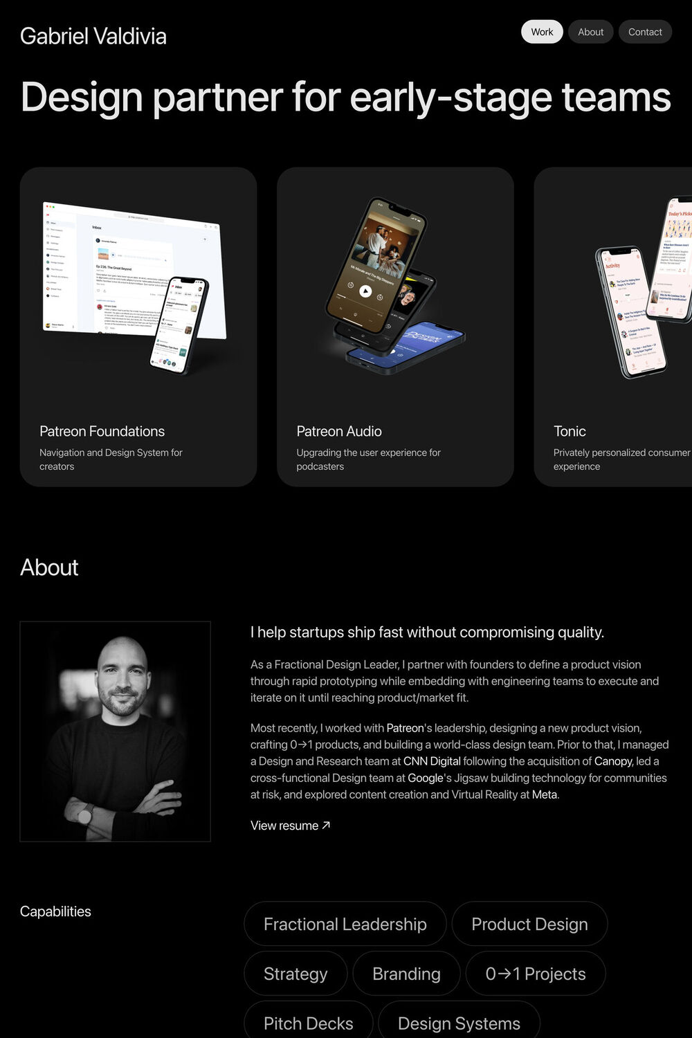 Gabriel Valdivia website screenshot
